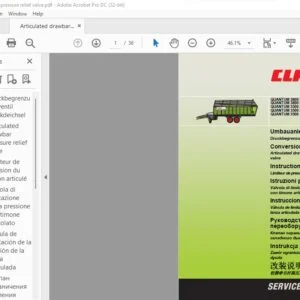 CLAAS QUANTUM 3800 K QUANTUM 3800 P QUANTUM 3500 K QUANTUM 3500 P QUANTUM 3500 S Articulated drawbar pressure relief valve Conversion instructions Manual