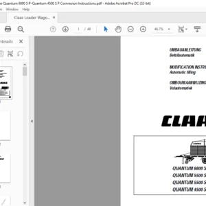 CLAAS QUANTUM 6800 S / P QUANTUM 5500 S-18 / P-18 QUANTUM 5500 S-16 / P-16 QUANTUM 4500 S / P Automatic filling MODIFICATION INSTRUCTIONS MANUAL_DE_EN_FR