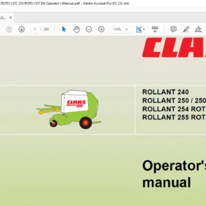 CLAAS ROLLANT 240 ROLLANT 250  250 ROTO CUT ROLLANT 254 ROTO CUT ROLLANT 255ROTO CUT Operator's Manual  - PDF DOWNLOAD