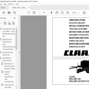 CLAAS ROLLANT 250 ROLLANT 250 ROTO CUT TAPER ROLLER BEARING INSTALLATION INSTRUCTIONS MANUAL_EN_DE_FR - PDF DOWNLOAD