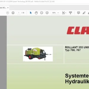 CLAAS ROLLANT 355 UNIWRAP Typ 766  767 Hydraulik Systemtechnik - PDF DOWNLOAD (German)