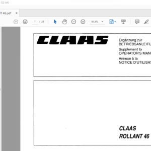CLAAS ROLLANT 46 ROTO CUT Supplement to OPERATOR'S MANUAL_DE_FR_EN - PDF DOWNLOAD
