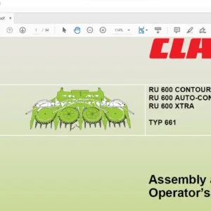 CLAAS RU 600 CONTOUR RU 600 AUTO-CONTOUR RU 600 XTRA TYP 661 Assembly and Operator's manual - PDF DOWNLOAD