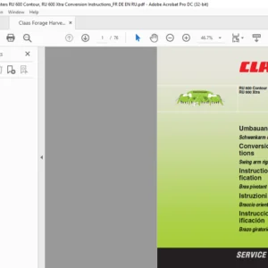 CLAAS RU 600 Contour RU 600 Xtra Swing arm right Conversion instructions Manual_DE_EN_FR - PDF DOWNLOAD