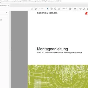 CLAAS SCORPION 1033-635 B74-LWT Schwenkwinkelsensor Arbeitshydraulikpumpe Montageanleitung - PDF DOWNLOAD (German)