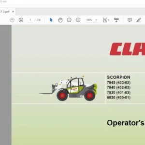 CLAAS SCORPION 7045 (403-03) 7040 (402-03) 7030 (401-03) 6030 (400-01) Operator's Manual - PDF DOWNLOAD