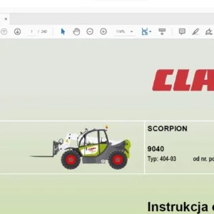 CLAAS SCORPION 9040 Typ: 404-03 Instrukcja eksploatacji Manual - PDF DOWNLOAD(Polish)