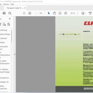 CLAAS SUNSPEED Transport trailer 9 - 12 m  SUNSPEED supports  Conversion and operator's manual_DE_EN_FR_ES_RU_HU