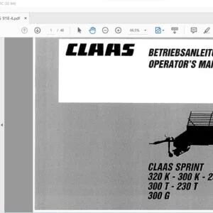 CLAAS Sprint 320k-300k-230 300t-230t 300G  Operator's Manual _DE_EN - PDF DOWNLOAD