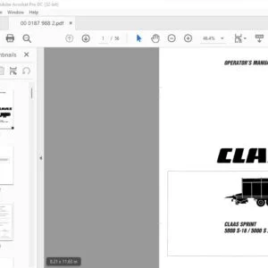 CLAAS Sprint 5000 S-16/ 5000 S/ 4000 S Operator's Manual - PDF DOWNLOAD