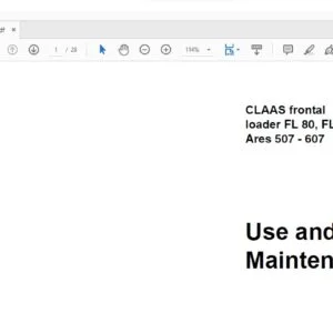 CLAAS Tractor class frontal loader FL 80  FL 100 FL 120 Ares 507 - 607 Use and Maintenance Manual - PDF DOWNLOAD