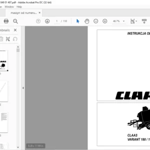 CLAAS VARIANT 180 / 180 RC INSTRUKCJA OBSLUGI - PDF DOWNLOAD (Polish)