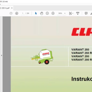 CLAAS VARIANT 260 VARIANT 260 ROTO CUT VARIANT 280 VARIANT 280 ROTO CUT Instrukcja obsługi - PDF DOWNLOAD (Polish)