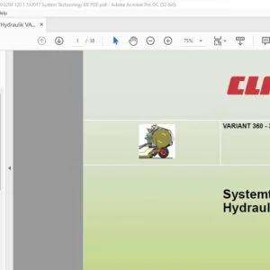 CLAAS VARIANT 360 - 385  Hydraulik Systemtechnik - PDF DOWNLOAD (GERMAN)