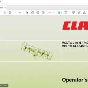 CLAAS VOLTO 740 H/  740 HR VOLTO 64 / 640 H  /640 HR OPERATOR´S MANUAL  - PDF DOWNLOAD