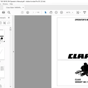 CLAAS Variant 180/180 RC Operator's manual - PDF DOWNLOAD