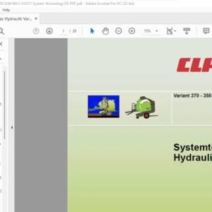 CLAAS Variant 370 - 350 Hydraulik Systemtechnik - PDF DOWNLOAD(GERMAN)