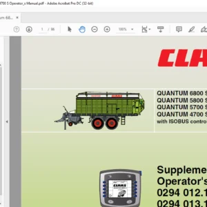 CLAAS QUANTUM 6800 S  P QUANTUM 5800 S  P QUANTUM 5700 S  P QUANTUM 4700 S  P with ISOBUS control Supplement to Operator's manual - PDF DOWNLOAD