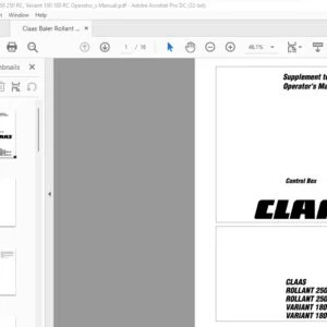 CLAAS ROLLANT250 ROLLANT 250 ROTO CUT VARIANT180 VARIANT 180 ROTO CUT Control Box Supplement to Operator's Manual - PDF DOWNLOAD