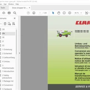 CLAAS TUCANO 450 / 440 / 430 TUCANO 340 / 330 / 320  Straw chopper for maize  grain Conversion and operator's manual_DE_EN_FR