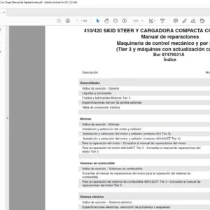 Case 410 420 420CT Skid Steer Cargadora Compacta Con Orgas Manual de Reparaciones - PDF DOWNLOAD (Spanish)