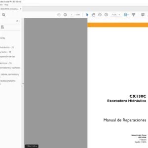 Case CX130C Excavadora Hidráulica Manual de Reparaciones - PDF DOWNLOAD (Spanish)