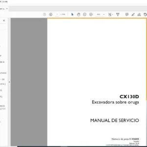 Case CX130D Excavadora sobre oruga Manual de Servicio - PDF DOWNLOAD (Spanish) Digital Manual PDF