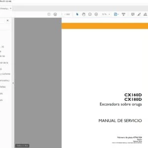 Case CX160D CX180D Excavadora sobre oruga Manual de Servicio - PDF DOWNLOAD (Spanish)