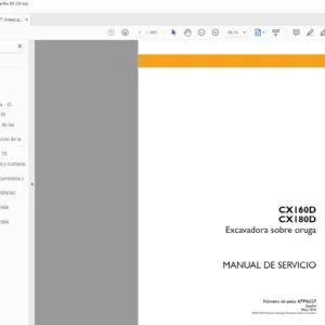 Case CX160D CX180D Excavadora sobre orugas Manual de Servicio - PDF DOWNLOAD (Spanish)