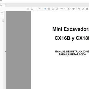 Case CX16B y CX18B Mini Excavadoras MANUAL DE INSTRUCCIONES PARA LA REPARACION - PDF DOWNLOAD (Spanish)
