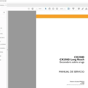 Case CX250D CX250D Long Reach Excavadora sobre oruga Manual de Servicio - PDF DOWNLOAD (Spanish)