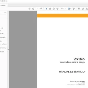 Case CX250D Excavadora sobre oruga Manual de Servicio - PDF DOWNLOAD (Spanish)