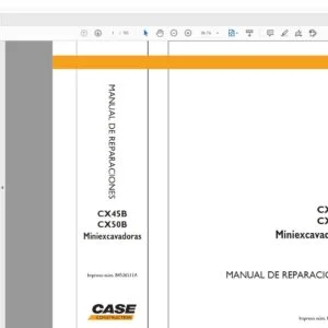 Case CX45B CX50B Miniexcavadoras Manual de Reparaciones - PDF DOWNLOAD (Spanish)