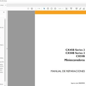 Case CX45B Series 2 CX50B Series 2 CX55B Miniexcavadoras Manual de Reparaciones - PDF DOWNLOAD (Spanish)