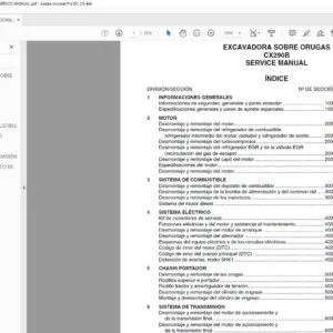 Case EXCAVADORA SOBRE ORUGAS CX290B SERVICE MANUAL - PDF DOWNLOAD (Spanish)