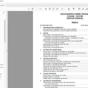 Case EXCAVADORA SOBRE ORUGAS CX350B - CX370B SERVICE MANUAL - PDF DOWNLOAD (Spanish)
