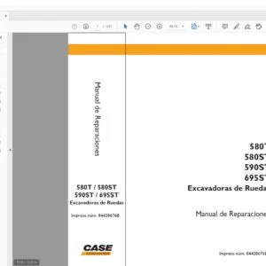 Case Excavadoras de Ruedas 580T 580ST 590ST 695ST Manual de Reparaciones - PDF DOWNLOAD (Spanish)