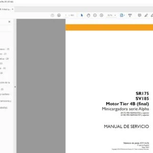 Case SR175 SV185 Motor Tier 4B (final) Minicargadora serie Alpha Manual de Servicio - PDF DOWNLOAD (Spanish)