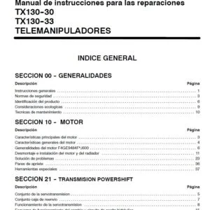 Case Telemanipuladores TX 130-30 TX 130-33 Service Manual 87755827 - PDF DOWNLOAD (Spanish)