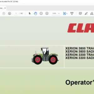 Claas XERION 3800 TRAC  TRAC VC XERION 3800 SADDLE TRAC XERION 3300 TRAC  TRAC VC XERION 3300 SADDLE TRAC Operator’s Manual