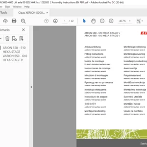 Claas ARION 550 - 510 HEXA STAGE V ARION 650 - 610 HEXA STAGE V Assembly Instruction Manual  - PDF DOWNLOAD