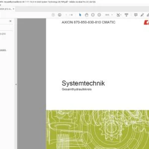 Claas AXION 870-850-830-810 CMATIC Gesamthydraulikkreis 00 1171 735 0 412020 System Technology DE PDF