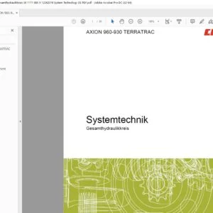 Claas AXION 960-930 TERRATRAC Gesamthydraulikkreis 00 1171 085 X 12262019 System Technology DE PDF