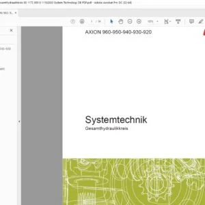 Claas AXION 960-950-940-930-920 Gesamthydraulikkreis 00 1172 009 0 11102020 System Technology DE PDF