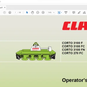 Claas CORTO 3100 F CORTO 3100 FC CORTO 3100 FN CORTO 270 FC operator's Manual - PDF DOWNLOAD