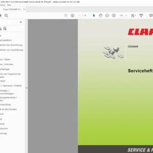 Claas COUGAR 1400 00 0293 865 0 5122009 Serviceheft Service Book DE PDF