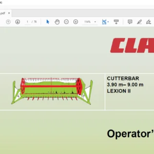 Claas Cutterbar 3.90 M– 9.00 M Lexion II Operator's Manual - PDF DOWNLOAD