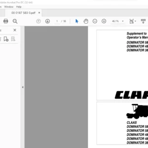 Claas  DOMINATOR 58 S DOMINATOR 58 SPECIAL DOMINATOR 48 S DOMINATOR 48 SPECIAL DOMINATOR 38 S Supplement to operator's Manual- PDF DOWNLOAD