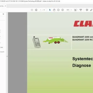 Claas Diagnose QUADRANT 2200 mit CCT 2200 RC mit CCT 00 0299 191 2 5122009 System Technology DE PDF