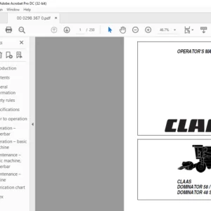 Claas Domintor 58/ 58 S Domintor 48 Spezial Operator's Manual - PDF DOWNLOAD